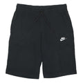 NIKE Mens Black Casual Cotton Blend Shorts M W30 Logo Embroidered Drawstring