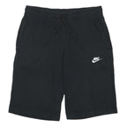 NIKE Mens Black Casual Cotton Blend Shorts M W30 Logo Embroidered Drawstring