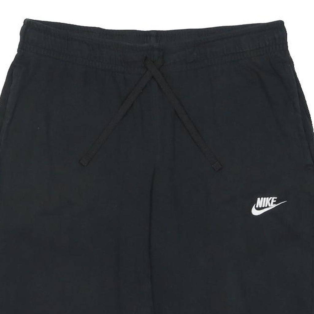 NIKE Mens Black Casual Cotton Blend Shorts M W30 Logo Embroidered Drawstring