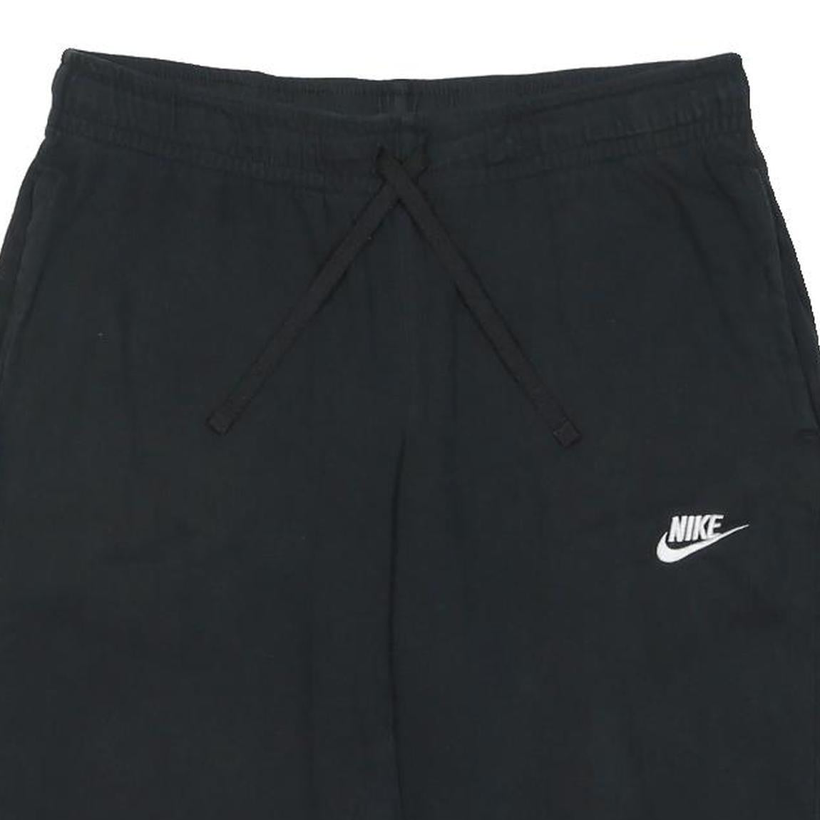 NIKE Mens Black Casual Cotton Blend Shorts M W30 Logo Embroidered Drawstring