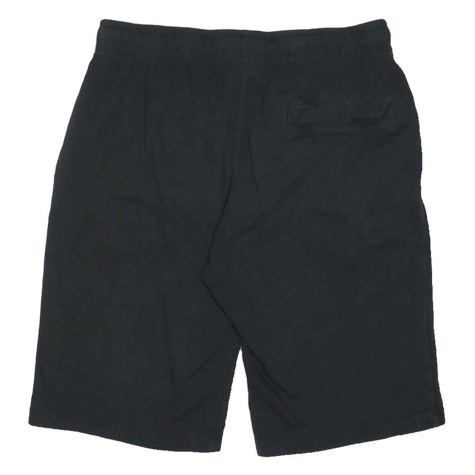 NIKE Mens Black Casual Cotton Blend Shorts M W30 Logo Embroidered Drawstring