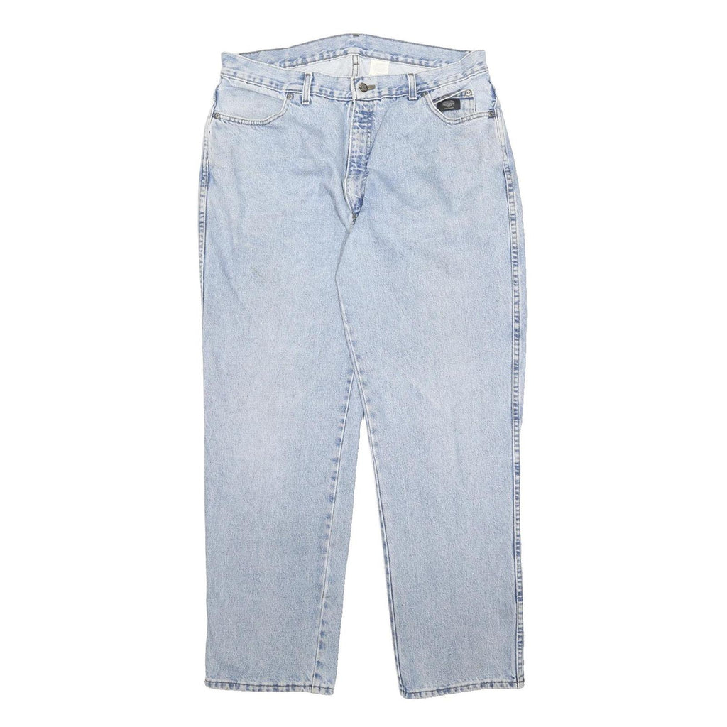 HARLEY DAVIDSON Mens Jeans Light Blue Relaxed Straight Denim Stone Wash W38 L32
