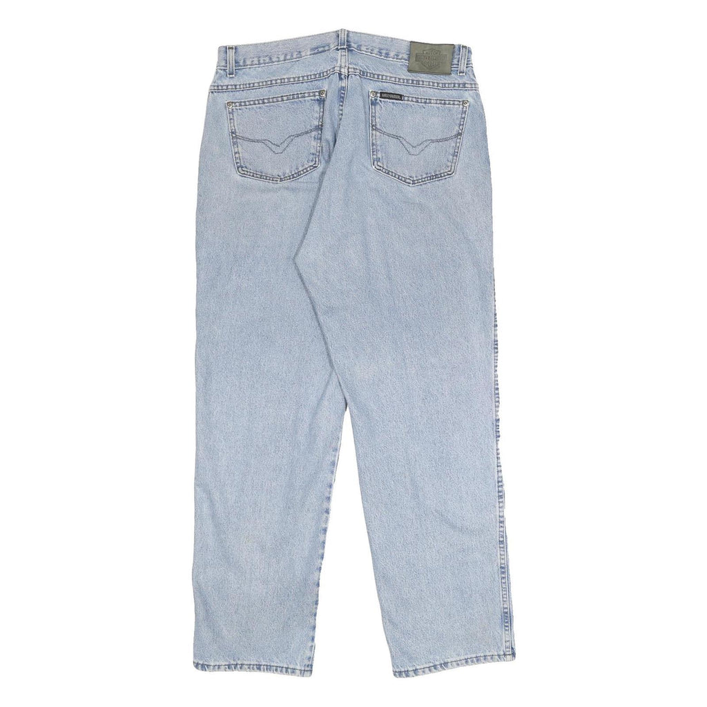 HARLEY DAVIDSON Mens Jeans Light Blue Relaxed Straight Denim Stone Wash W38 L32