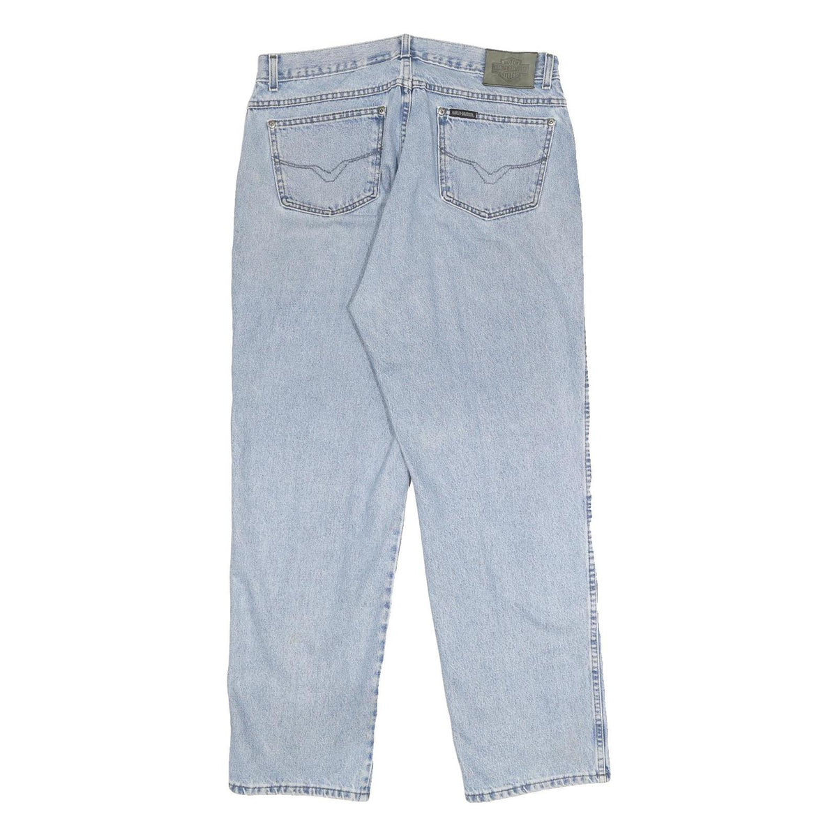 HARLEY DAVIDSON Mens Jeans Light Blue Relaxed Straight Denim Stone Wash W38 L32