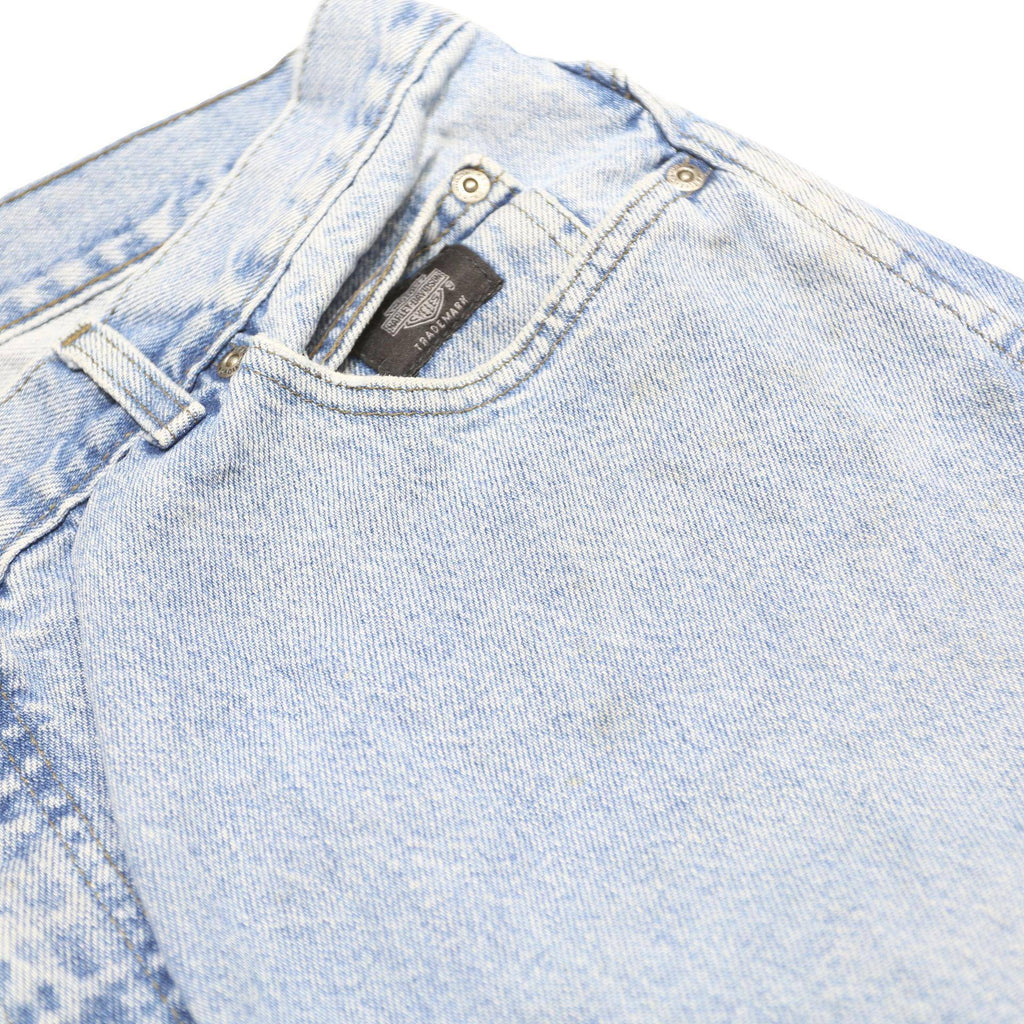 HARLEY DAVIDSON Mens Jeans Light Blue Relaxed Straight Denim Stone Wash W38 L32