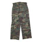 Mens Regular Fit Cotton Blend Green & Brown Camouflage Cargo Trousers W26 L28
