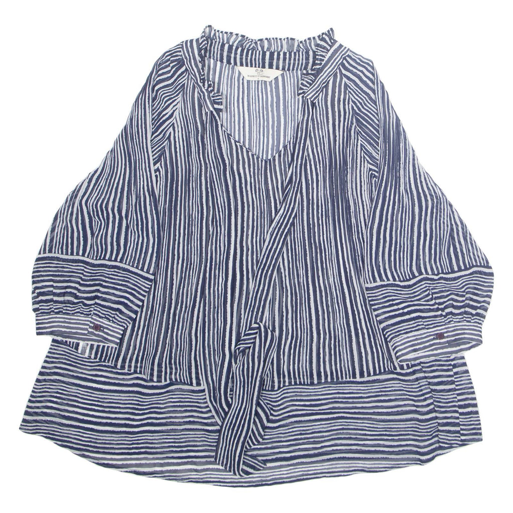 MAJIQUE WARDROBE Womens Blouse Blue Long Sleeve Striped M