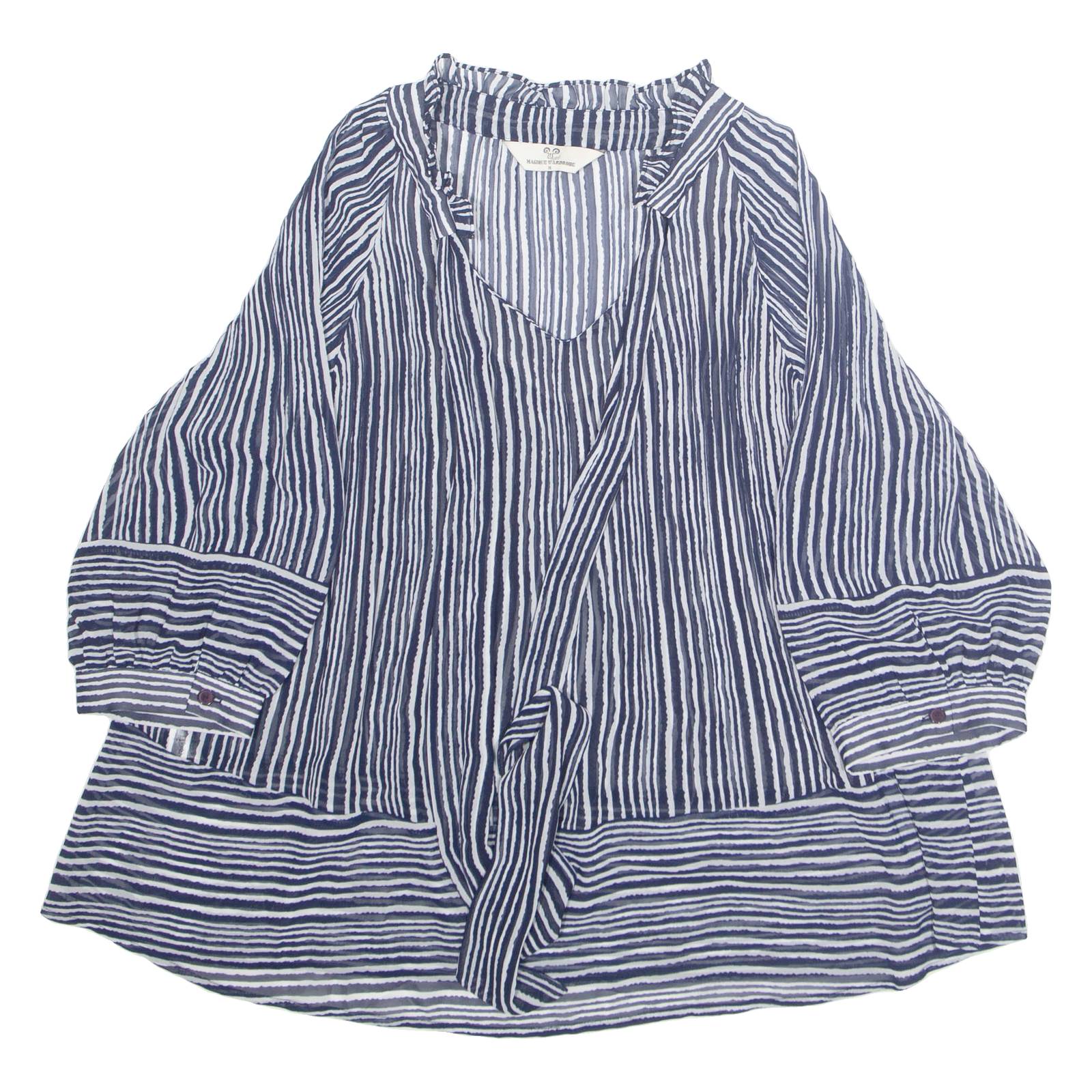 MAJIQUE WARDROBE Womens Blouse Blue Long Sleeve Striped M