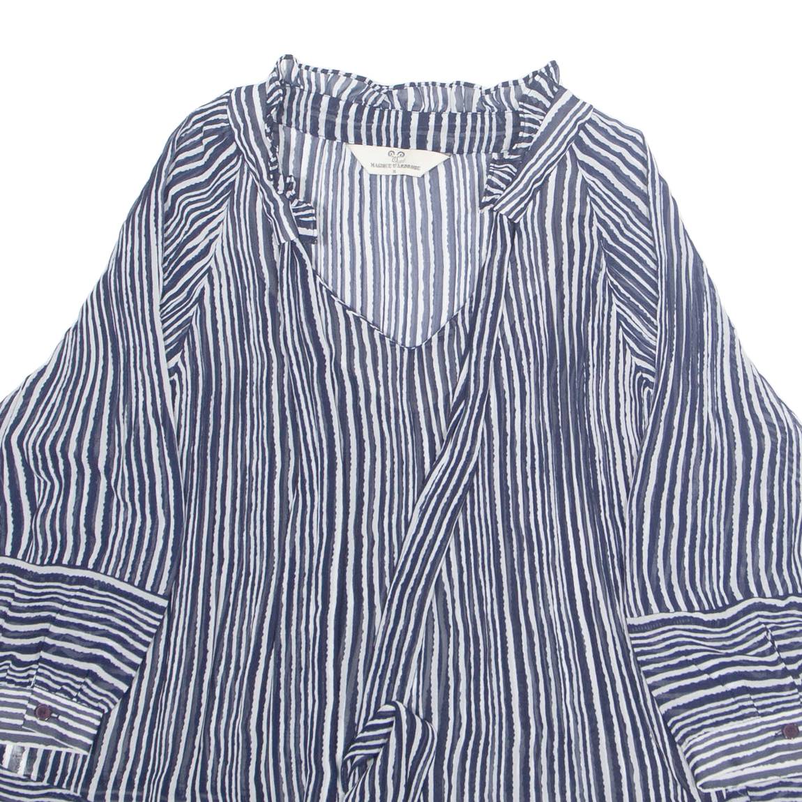 MAJIQUE WARDROBE Womens Blouse Blue Long Sleeve Striped M