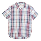 LEVI'S Mens White & Red Checked Shirt S Linen Blend Short Sleeve Casual