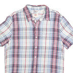 LEVI'S Mens White & Red Checked Shirt S Linen Blend Short Sleeve Casual