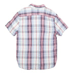 LEVI'S Mens White & Red Checked Shirt S Linen Blend Short Sleeve Casual