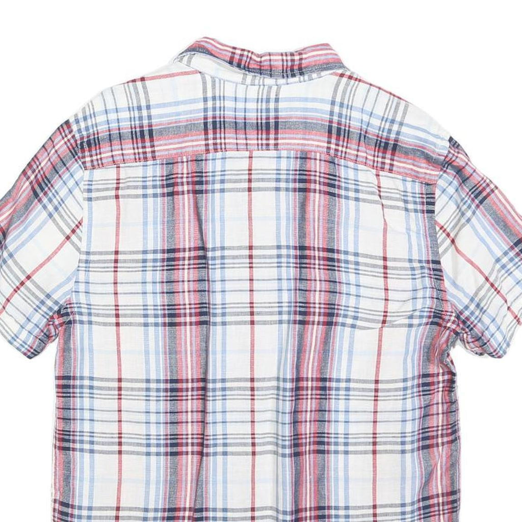 LEVI'S Mens White & Red Checked Shirt S Linen Blend Short Sleeve Casual