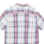 LEVI'S Mens White & Red Checked Shirt S Linen Blend Short Sleeve Casual