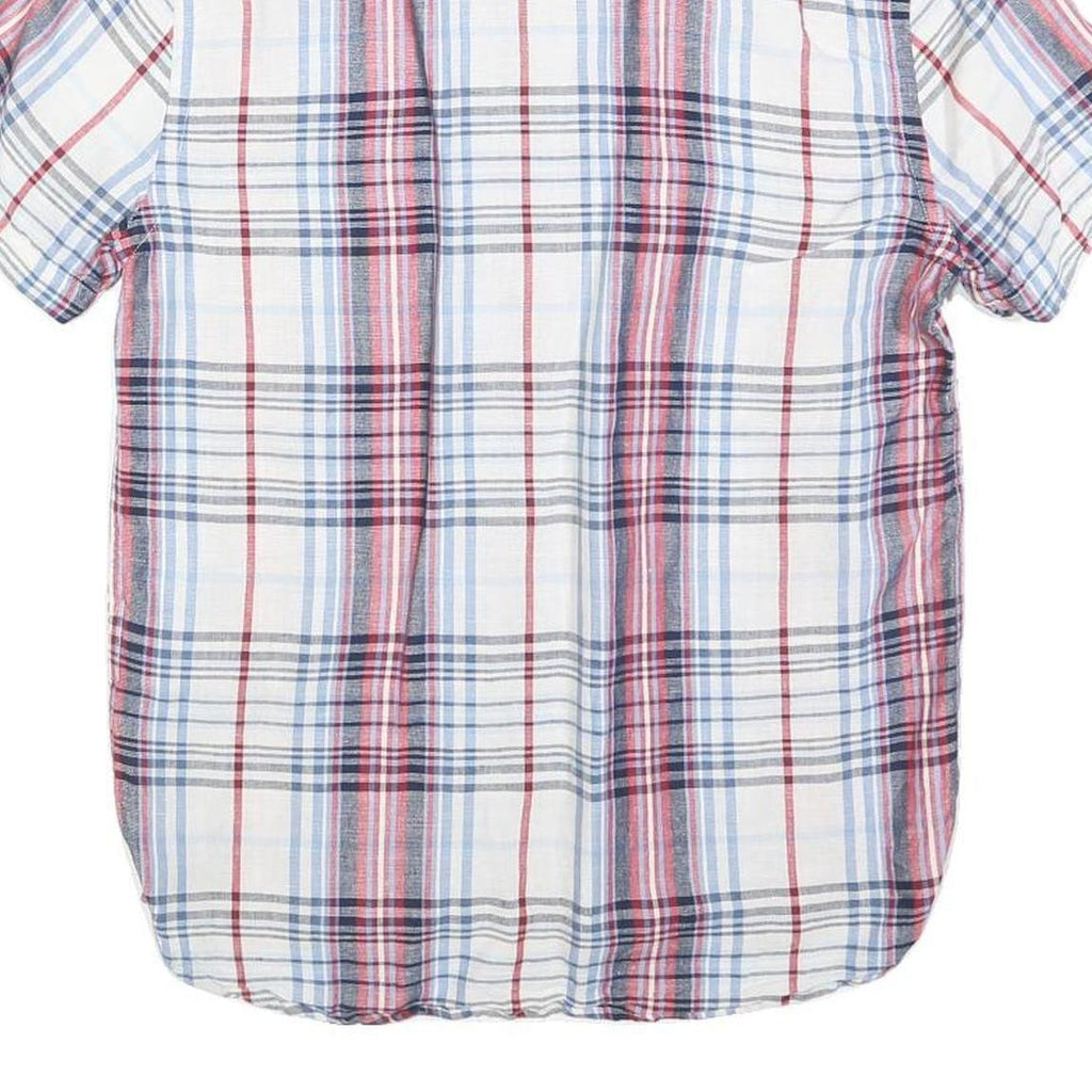 LEVI'S Mens White & Red Checked Shirt S Linen Blend Short Sleeve Casual
