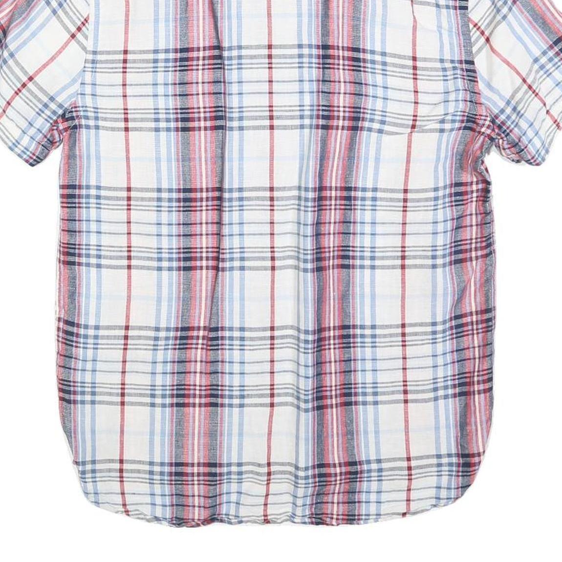 LEVI'S Mens White & Red Checked Shirt S Linen Blend Short Sleeve Casual