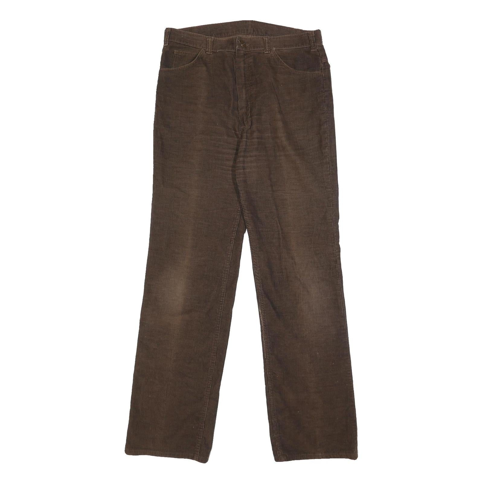 WRANGLER Mens Cotton Blend Brown Regular Straight Trousers W34 L34 Casual