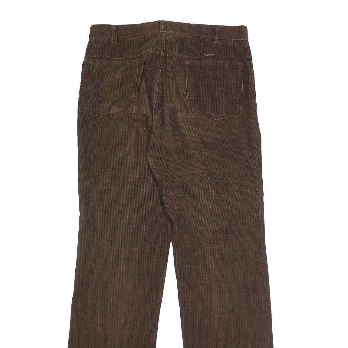 WRANGLER Mens Cotton Blend Brown Regular Straight Trousers W34 L34 Casual