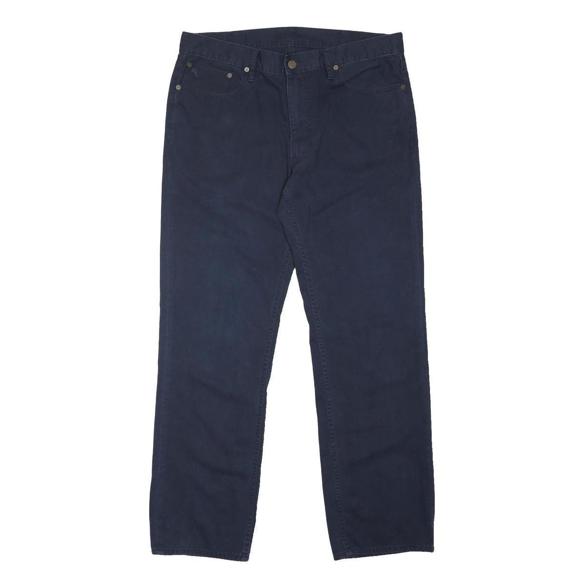 POLO RALPH LAUREN Mens Cotton Blend Navy Relaxed Straight Trousers W36 L32