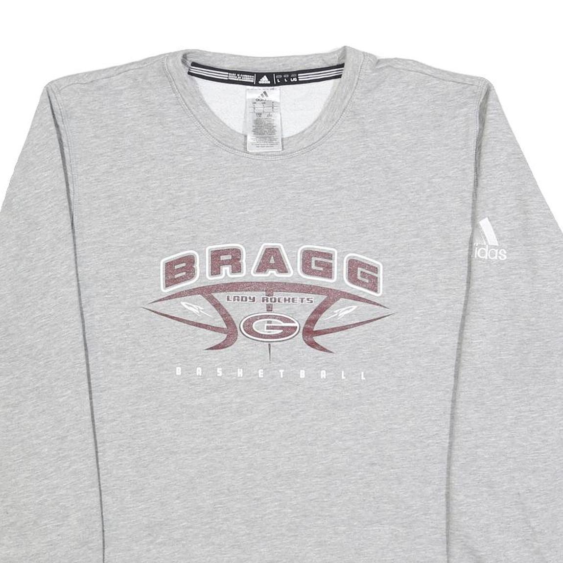 ADIDAS Mens Grey Bragg Lady Rockets Basketball Crew Neck Sweatshirt L Cotton
