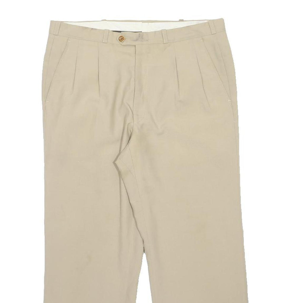 YVES SAINT LAURENT Womens Regular Fit Beige Polyester Blend Trousers W32 L27