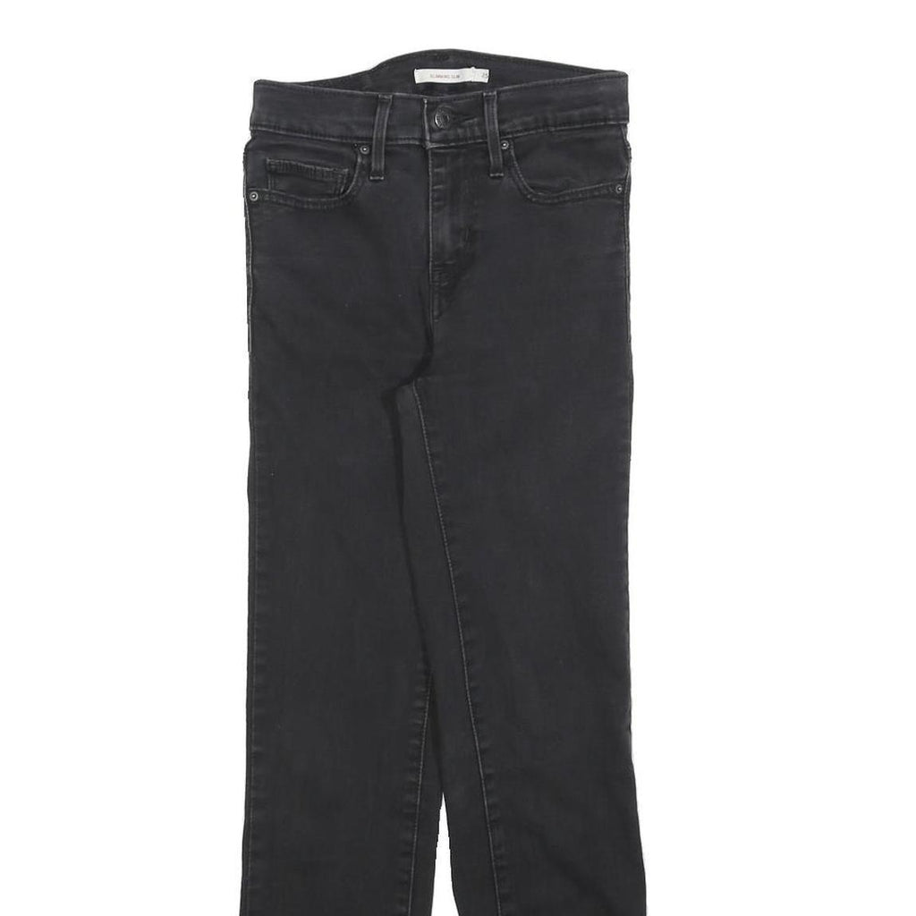 LEVI'S Womens Slim Black Denim Slim Jeans Cotton Blend W25 L27 Classic Fit