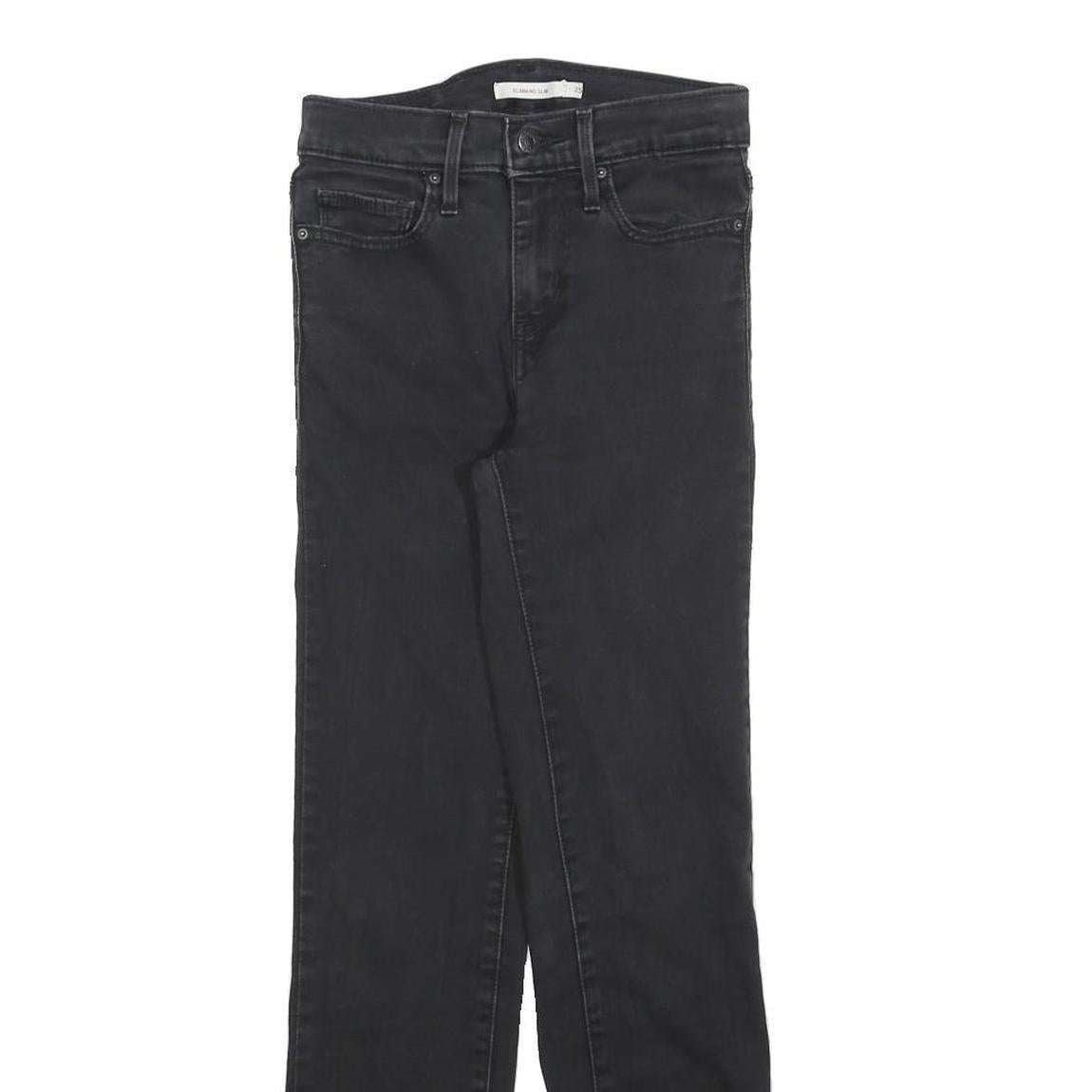 LEVI'S Womens Slim Black Denim Slim Jeans Cotton Blend W25 L27 Classic Fit