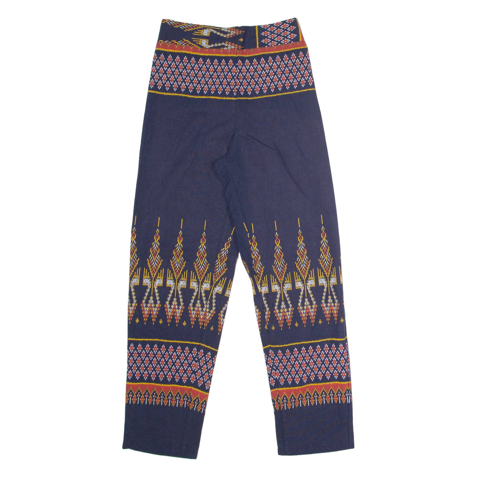 Geometric Patterned Womens Trousers Blue Regular Straight W26 L27