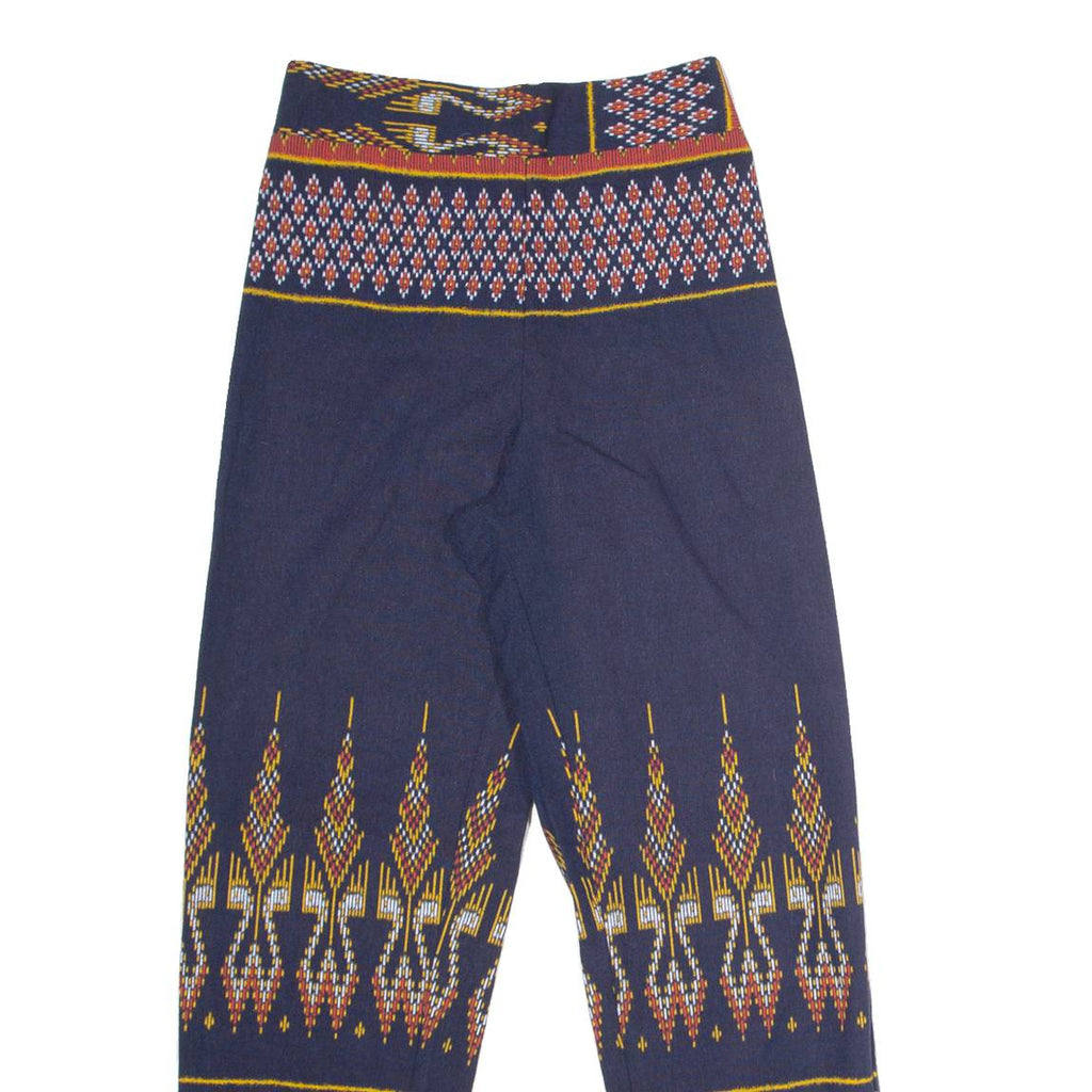 Geometric Patterned Womens Trousers Blue Regular Straight W26 L27