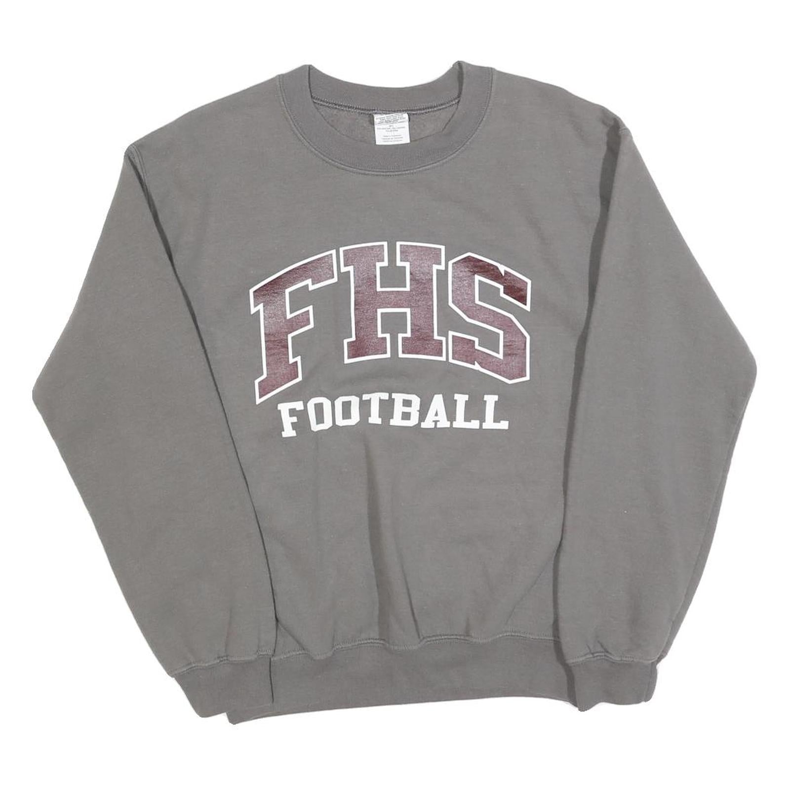 GILDAN Mens Grey FHS Football Crew Neck S Cotton Sweatshirt Casual Pullover