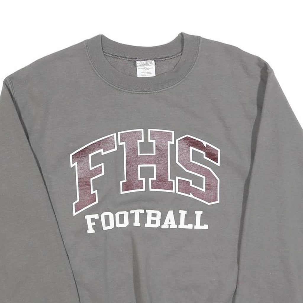 GILDAN Mens Grey FHS Football Crew Neck S Cotton Sweatshirt Casual Pullover