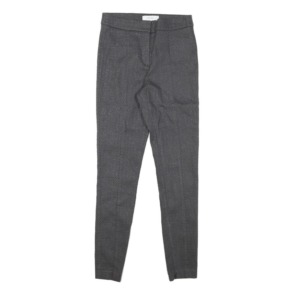 REISS Womens Cotton Blend Black Slim Tapered Trousers W25 L27 Elegant Fabric