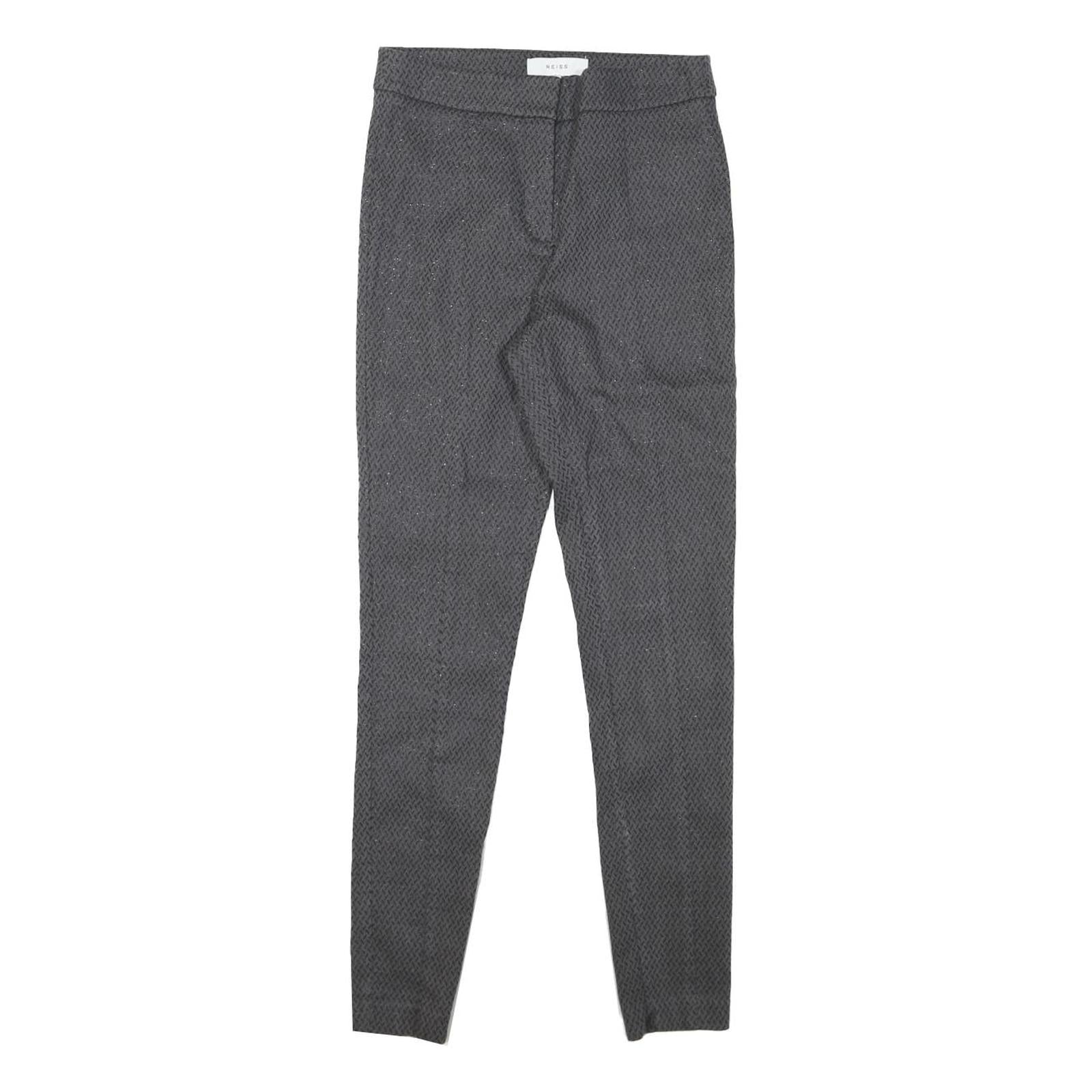 REISS Womens Cotton Blend Black Slim Tapered Trousers W25 L27 Elegant Fabric