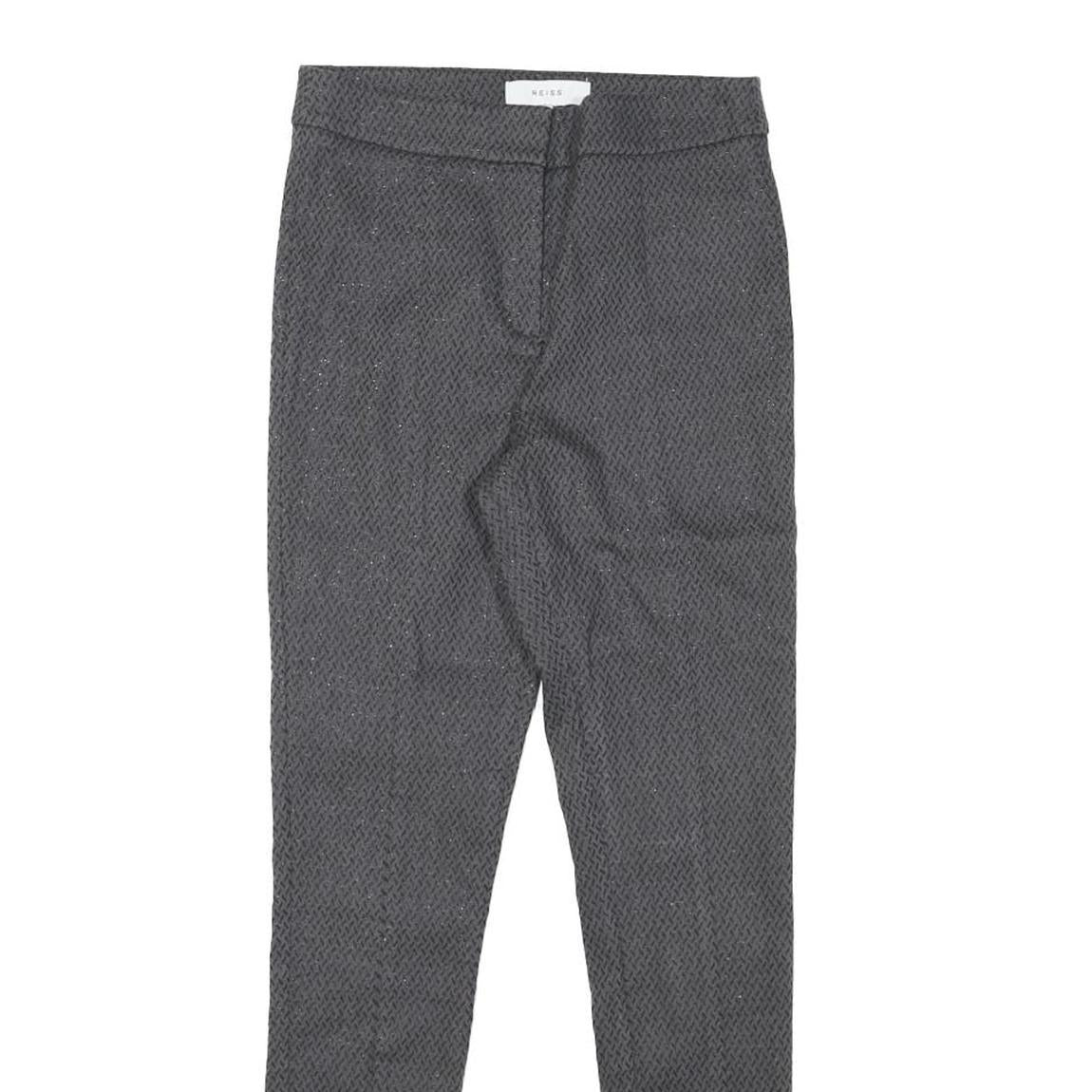 REISS Womens Cotton Blend Black Slim Tapered Trousers W25 L27 Elegant Fabric