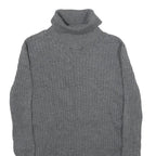 MERONA Womens Grey Plain Cotton Blend Roll Neck Chunky Knit Jumper S Casual Cozy