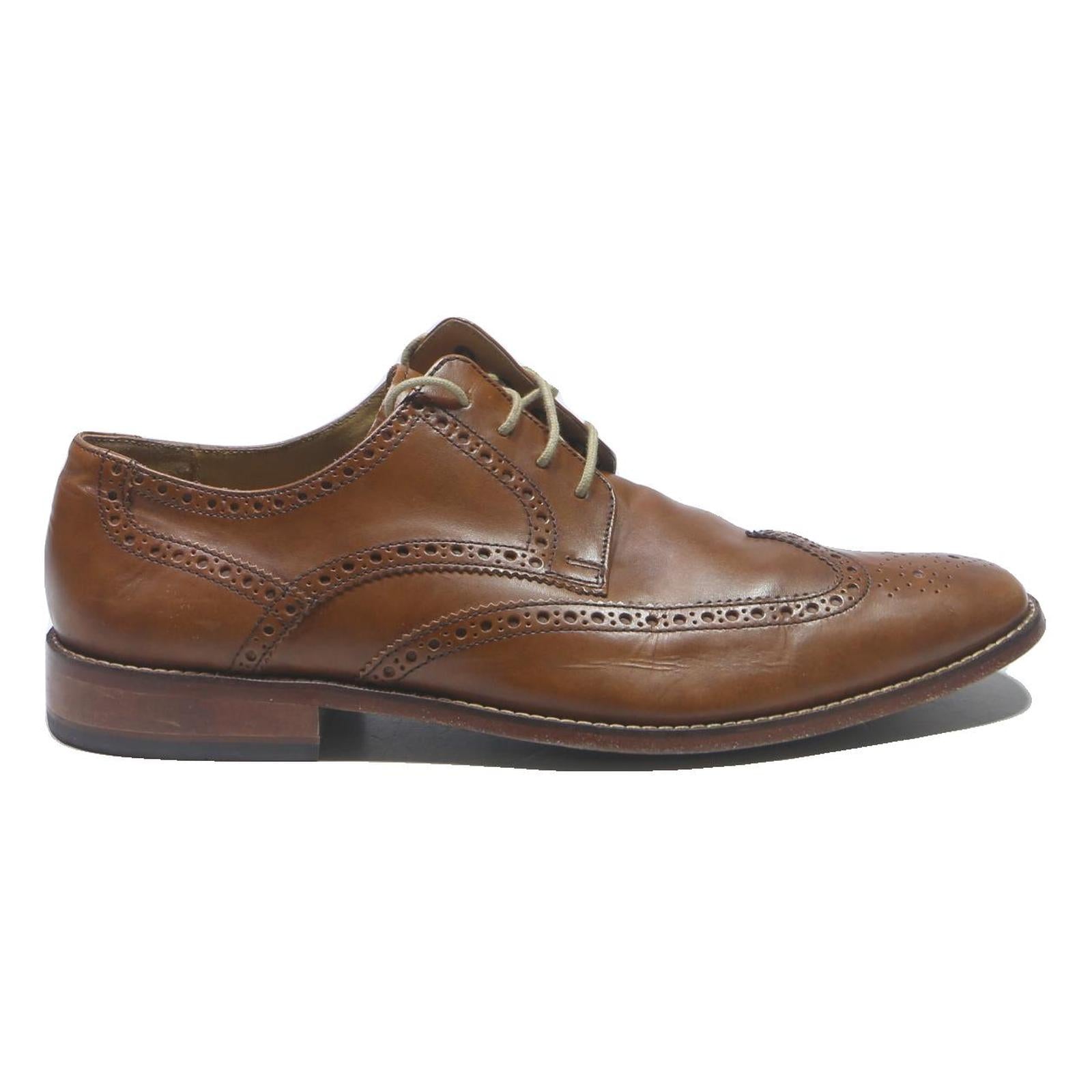 COLE HAAN Mens Leather Brogue Shoes Brown UK 10.5 Classic Formal Style