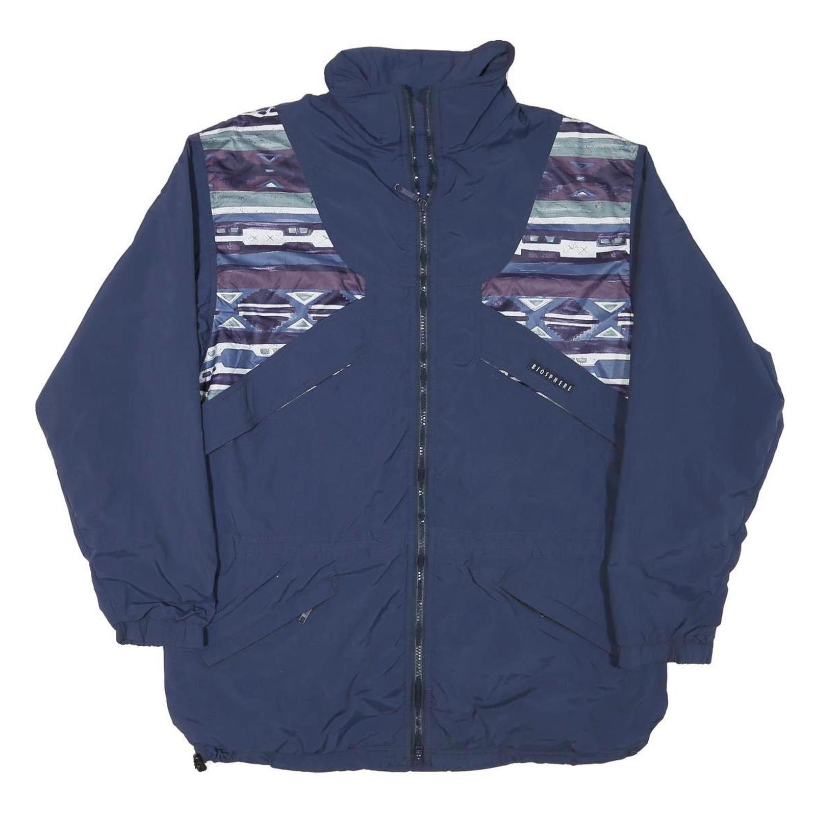 BIOSPHERE Womens Blue Purple Patterned Zip Jacket M Polyester Blend Outdoor