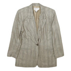 ATRIUM COLLECTION Womens Beige Check Jacket UK 14 Woven Classic Button Closure