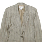 ATRIUM COLLECTION Womens Beige Check Jacket UK 14 Woven Classic Button Closure