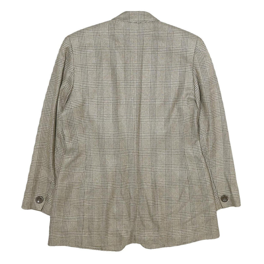 ATRIUM COLLECTION Womens Beige Check Jacket UK 14 Woven Classic Button Closure
