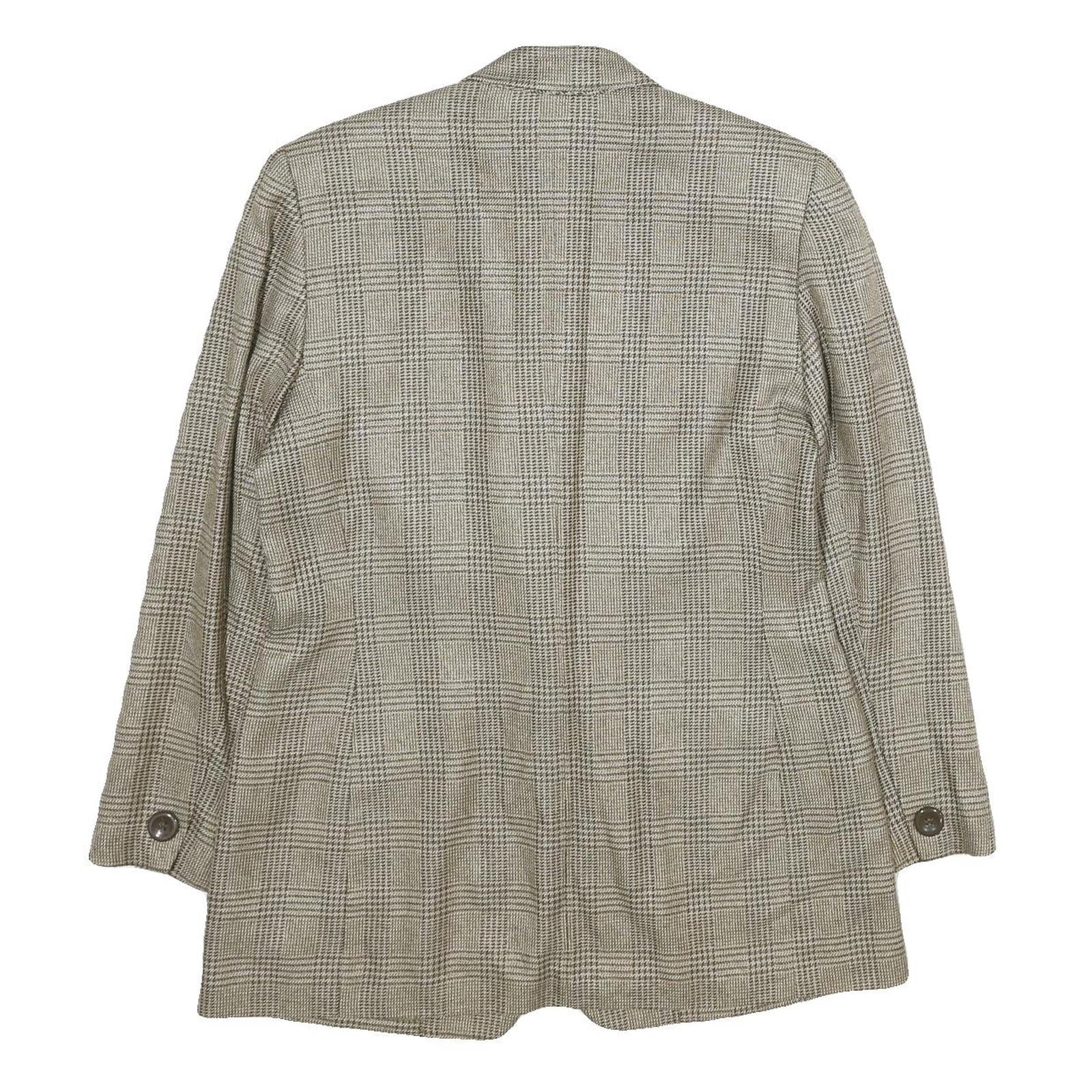 ATRIUM COLLECTION Womens Beige Check Jacket UK 14 Woven Classic Button Closure