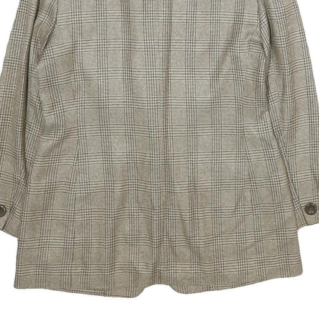 ATRIUM COLLECTION Womens Beige Check Jacket UK 14 Woven Classic Button Closure