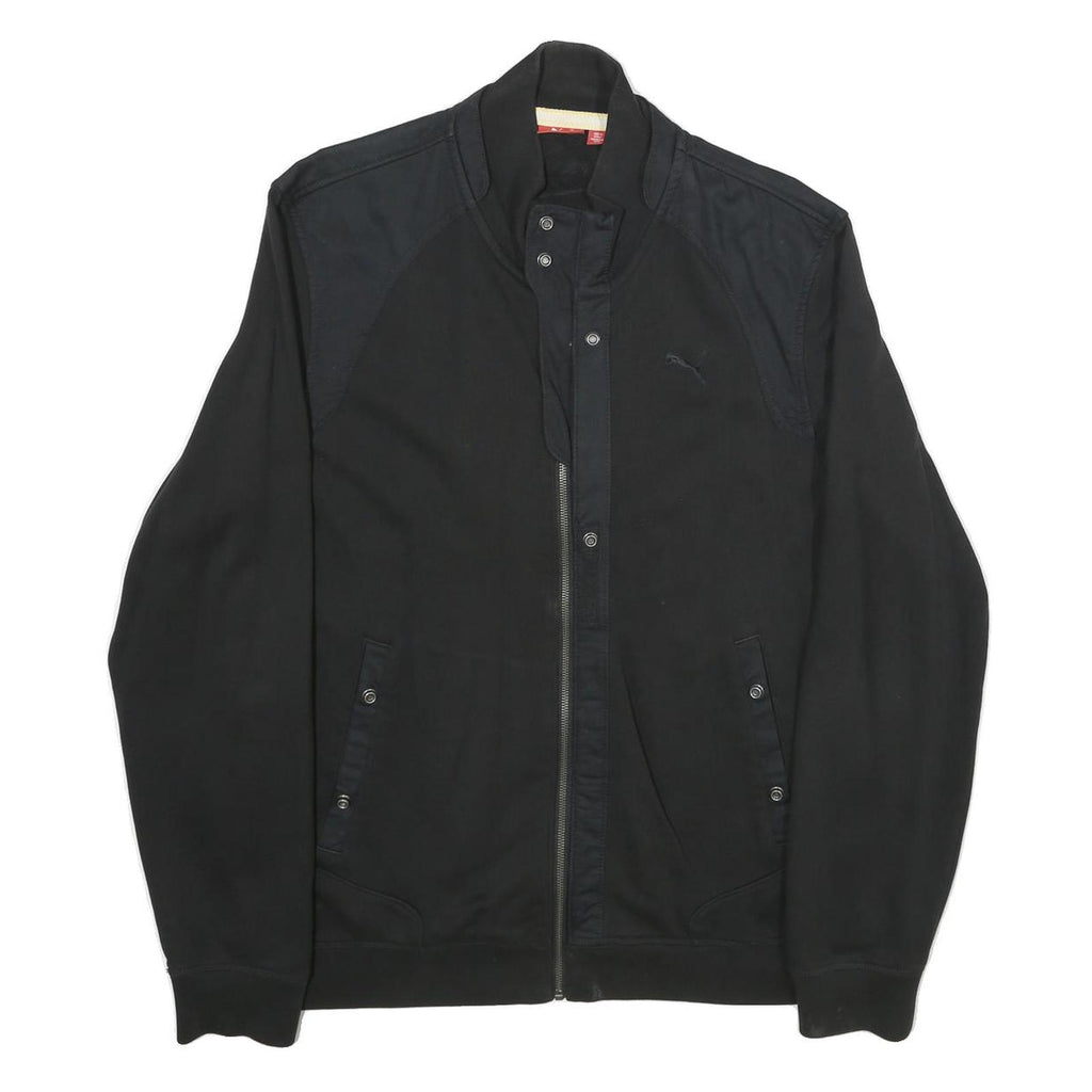PUMA Mens Black Jacket L Cotton Plain Zip Casual Sportswear