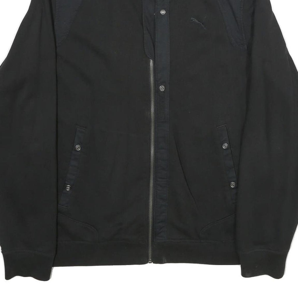 PUMA Mens Black Jacket L Cotton Plain Zip Casual Sportswear