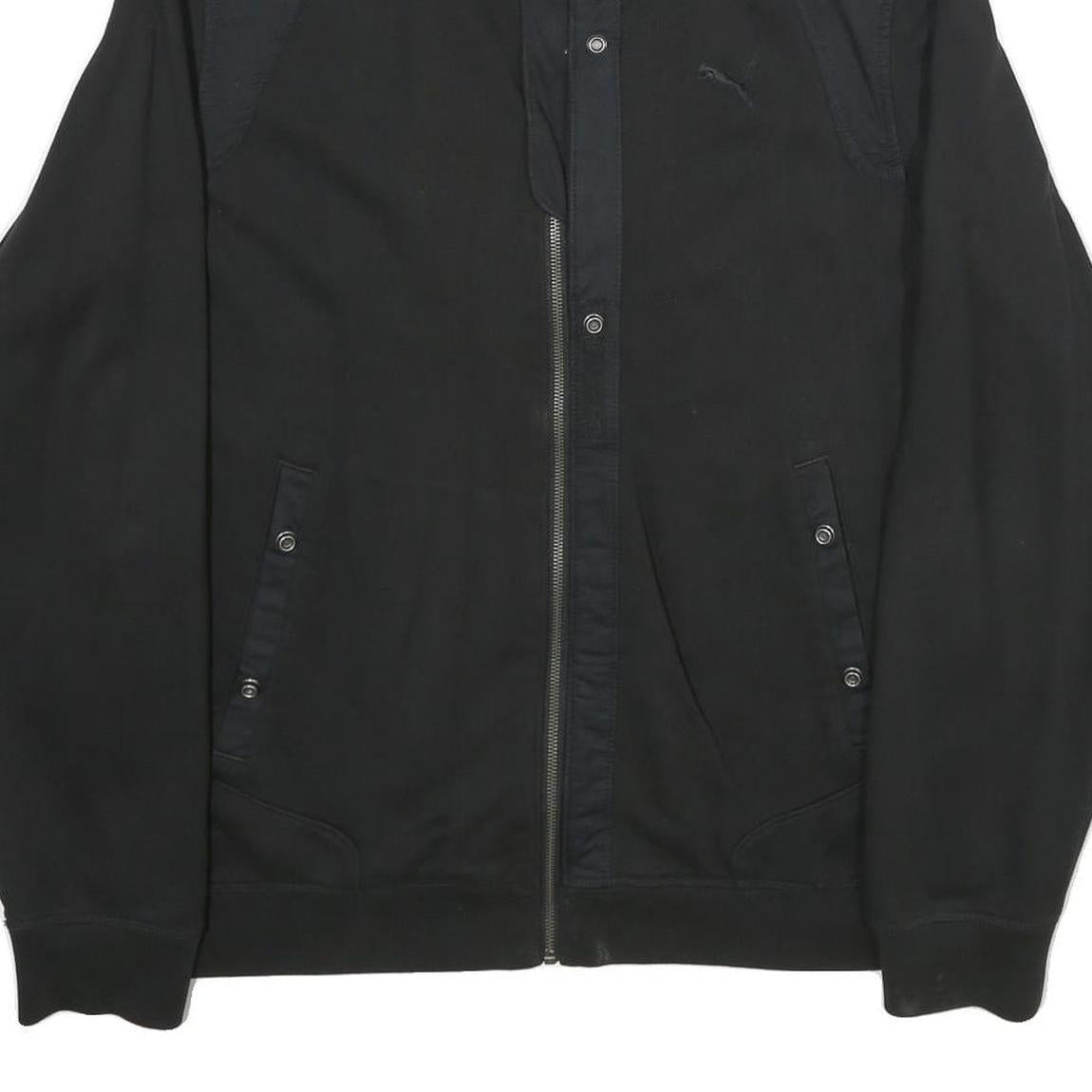 PUMA Mens Black Jacket L Cotton Plain Zip Casual Sportswear