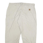 CARHARTT Mens Relaxed Beige Cotton Blend Trousers W42 L32 Workwear Zip Closure