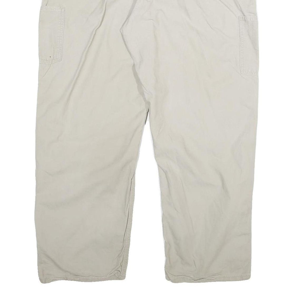 CARHARTT Mens Relaxed Beige Cotton Blend Trousers W42 L32 Workwear Zip Closure