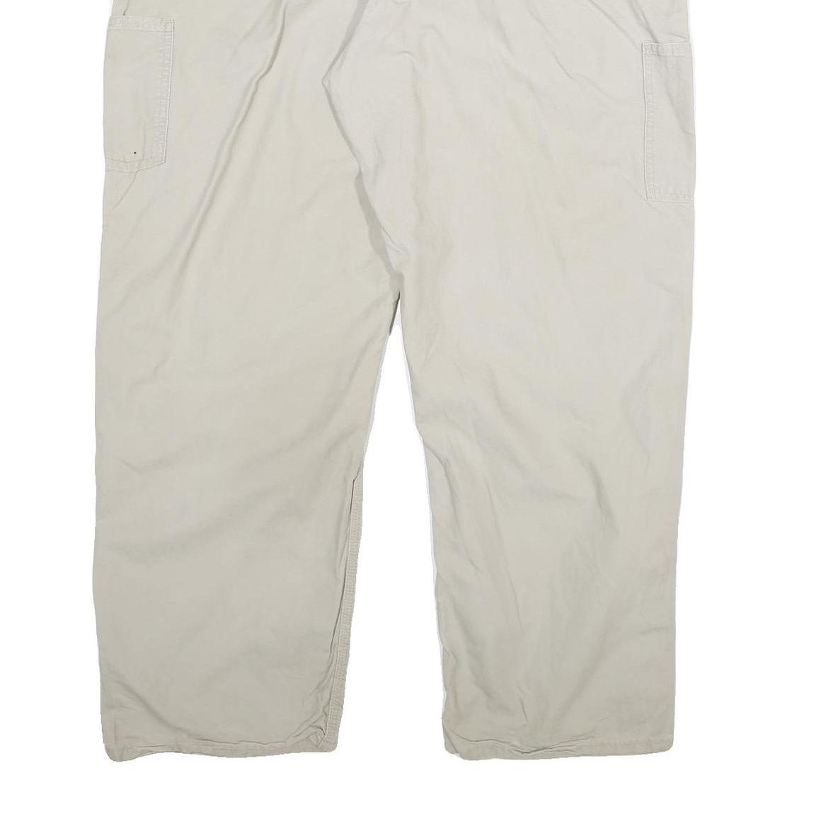 CARHARTT Mens Relaxed Beige Cotton Blend Trousers W42 L32 Workwear Zip Closure