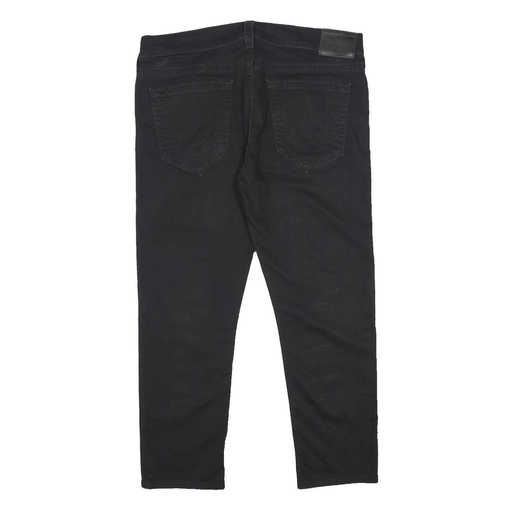 TRUE RELIGION Mens Slim Black Denim Jeans W40 L28 Stylish Cotton Blend