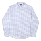 TOMMY HILFIGER Mens Blue Check Shirt XL Button Collar Long Sleeve Cotton Blend